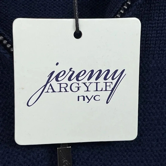 JEREMY ARGYLE 1/4 Zip Textured Sweater Navy Merino Wool Mens Sz S Stitch Fix NWT - Picture 5 of 8